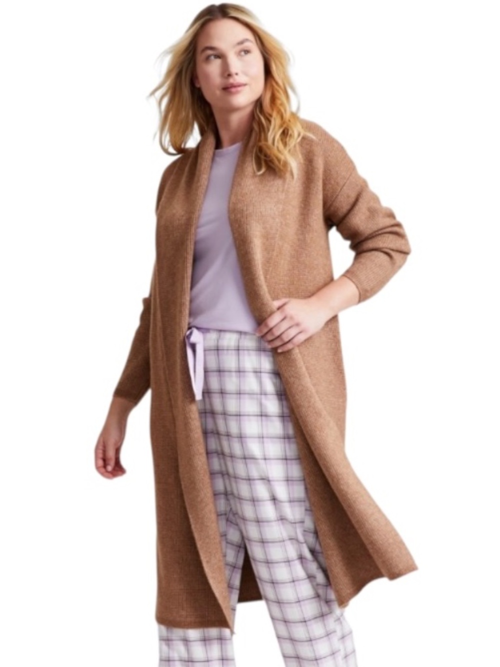 State of Day Women's Knit Long-Sleeve Duster Robe Cozy - NWT